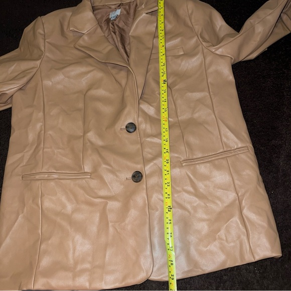 A New Day Women's Brown Faux Leather Blazer Jacket- Size Xl - Picture 7 of 10